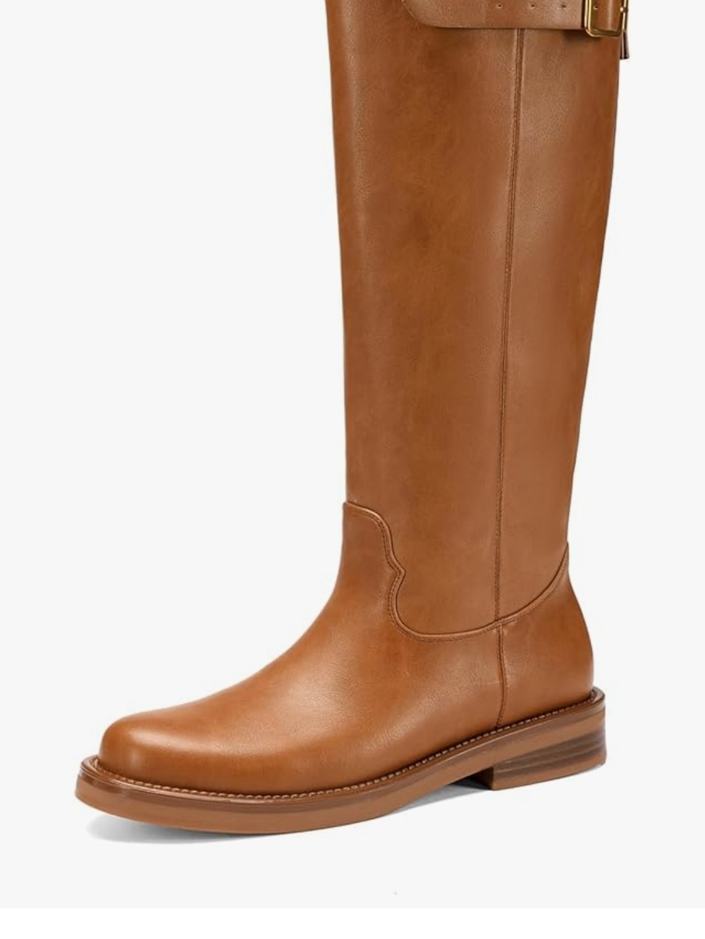 Over-the-Knee Leather Riding Boot - Cognac